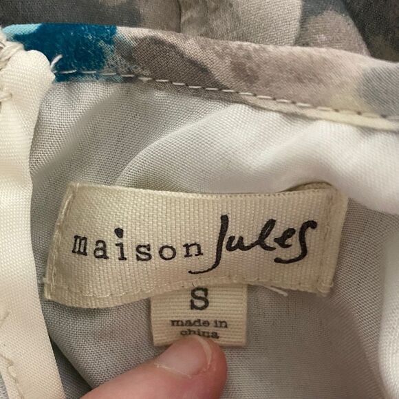 Maison Jules Blue Floral Stripe Fit & Flare Dress Size Small - Picture 2 of 13